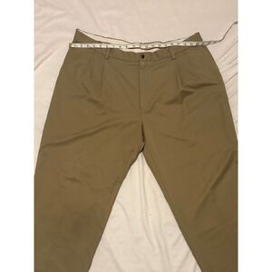 Haggar Mens Pleated Dress Pants Khaki Tan 44x29 Business Casual Trousers